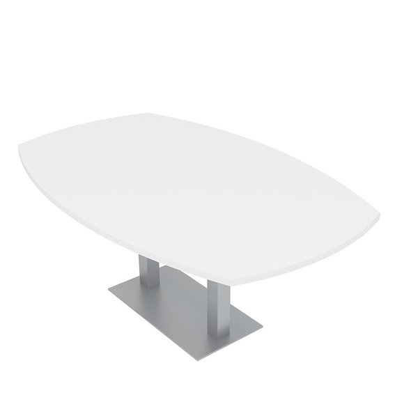 Skutchi Designs 7 Ft Arc Boat Shaped Conference Table With Square Metal Base, 8 Person Table, White HAR-ABOT-4684-DOU-09